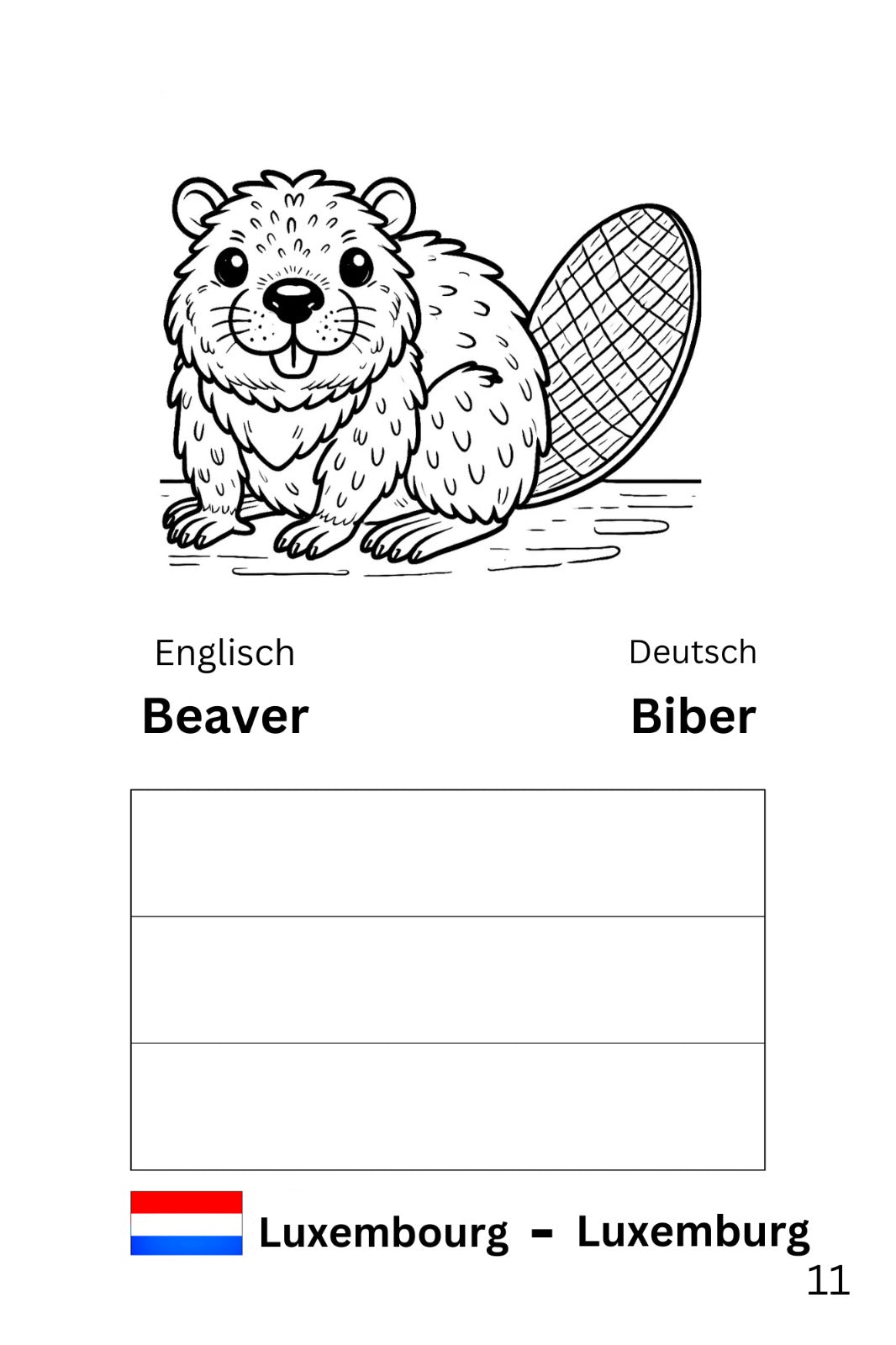 Malbuch über Europäische Länder und Ihre Tiere in Englisch & Deutsch