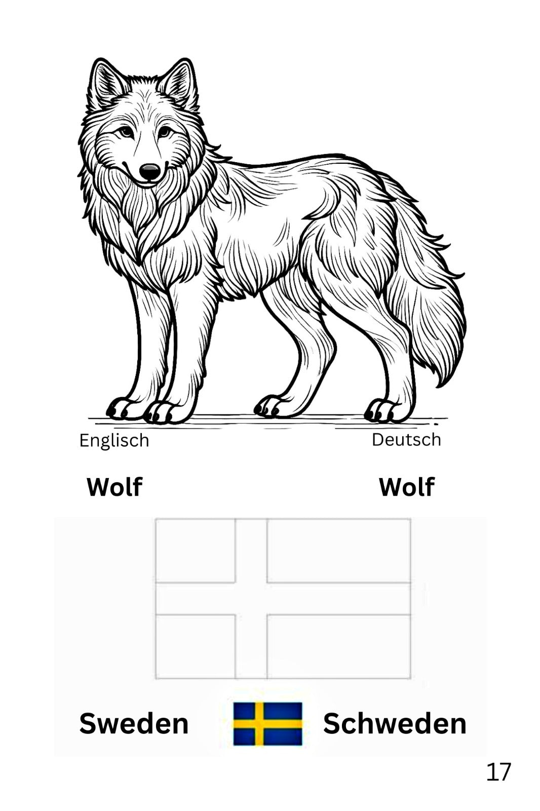 Malbuch über Europäische Länder und Ihre Tiere in Englisch & Deutsch