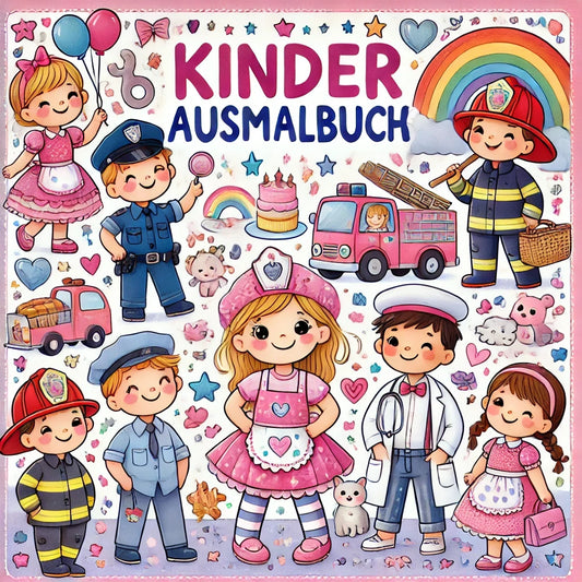 Malbuch für Mädchen mit verschiedenen Berufen